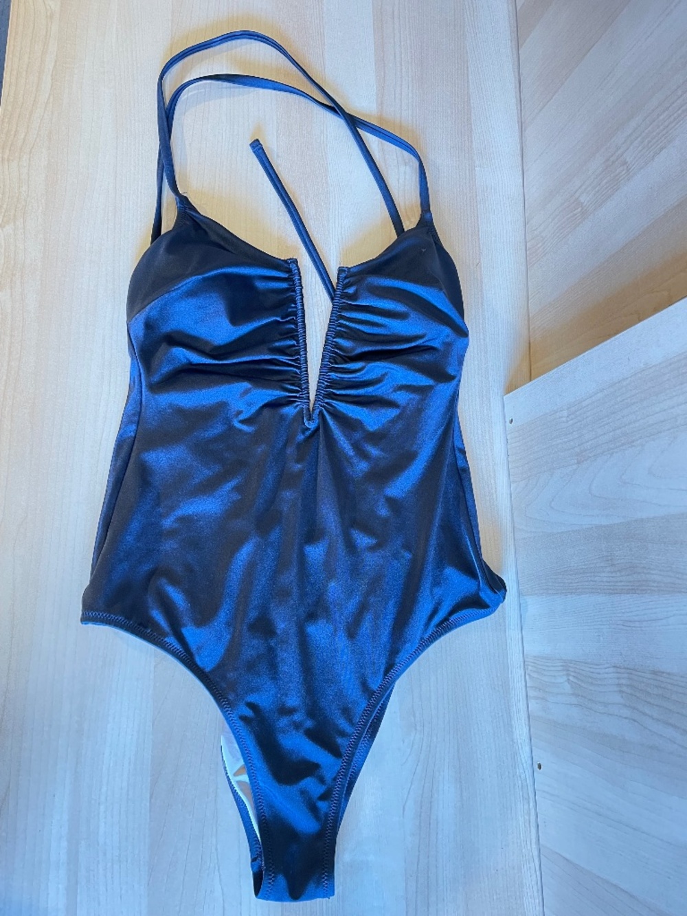 Monday Swimwear Navy Blue One-Piece Plunge Swimsuit